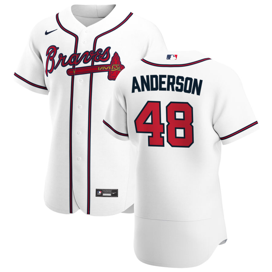 Atlanta Braves #48 Ian Anderson Men Nike White Home 2020 Authentic Player MLB Jersey